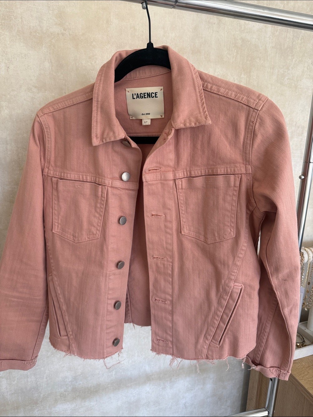 L'AGENCE Blush Pink Denim Jacket